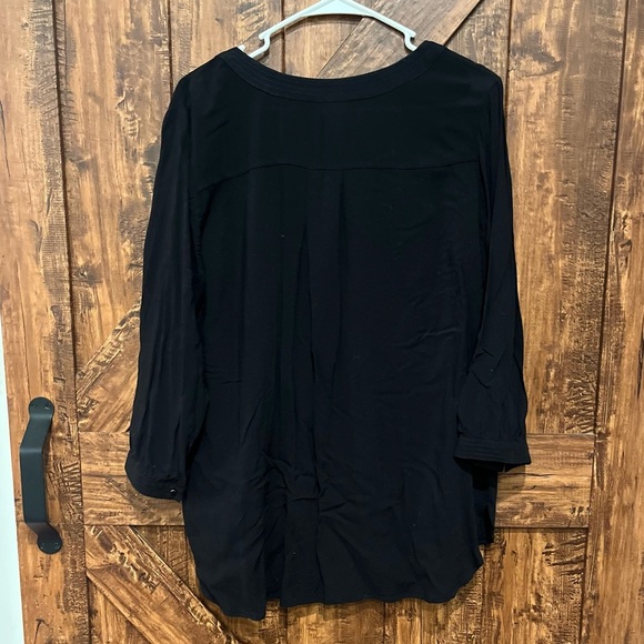 Stylus‎ women’s black vneck blouse top size XL - Picture 3 of 5